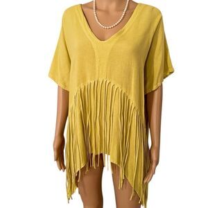 Oh my gauze! Yellow Fringed Women’s Size 2 (L/XL) Blouse Top 100% Cotton